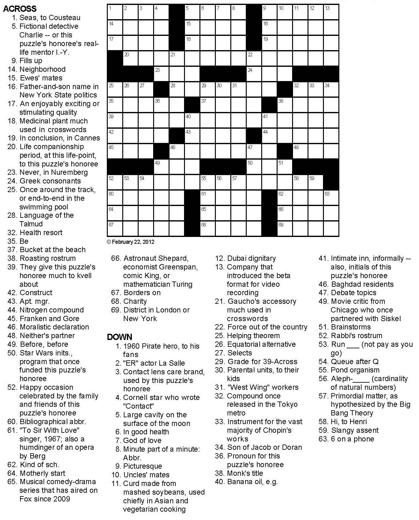 Family Crossword Puzzle by George Barany